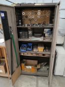 Two Door Metal Cabinet and Contents, Comprising assortment of tooling / components