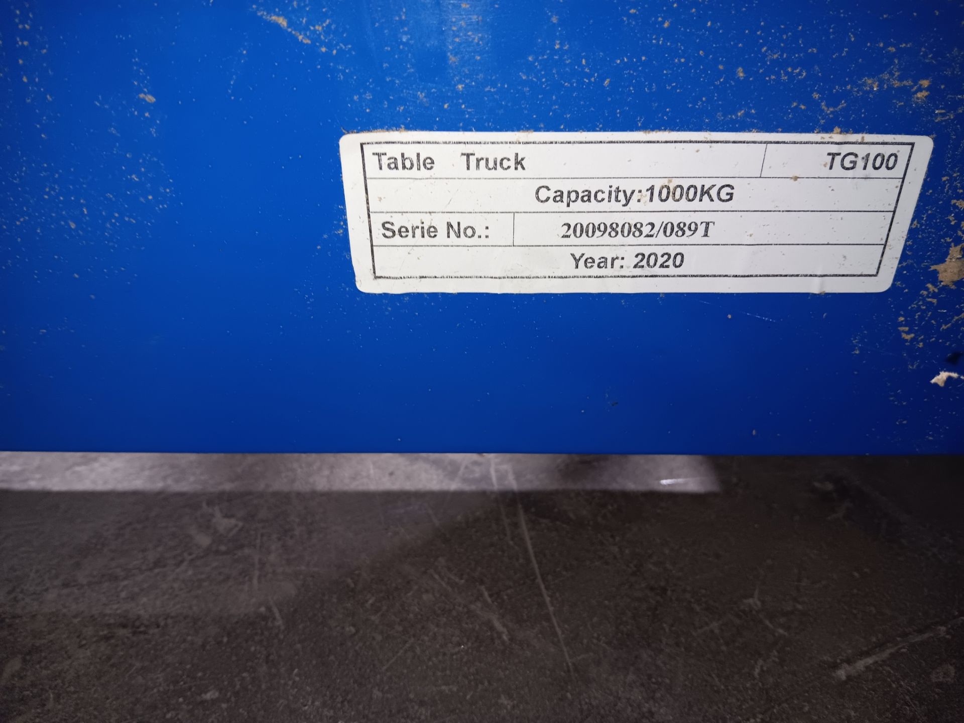 Tuff 1000kg Hydraulic Single Scissor Lift Table, Model TG100, Max Height 1380mm, Year 2020, SN 20098 - Image 8 of 8