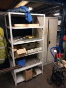 Shelving unit and double door cabinet and contents