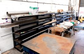 2 x Cantilever stock rack and contents to include various lengths of tube, box and bar