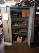 Steel double door cabinet and contents