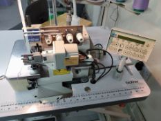 Brother four thread overlocker with programmable tension tape insert 240v, model EF4-N21-22-5,