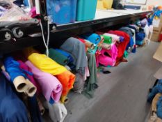 Plain lycra & cotton lycra fabric under cutting table (Friedmans / Funki Fabrics)