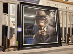 Smoking monkey framed artwork rrp. £199.95
