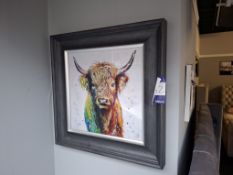 Highland cow framed artwork rrp. £199.95 with gold stag framed artwork