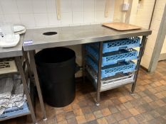 Stainless steel prep table with 4 tray inserts W1300mm x D600mm x H920mm
