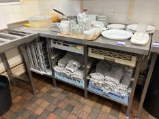 Stainless steel prep table with 8 tray inserts