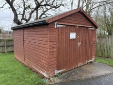 Double door wooden garden shed originally manufactured by A B Creasey circa.
