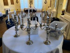 8x Candelabras and a selection of candles