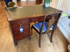 Twin pedestal reception desk (1500mm x 900mm x 770mm high) and umbrella stand