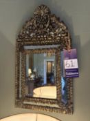 Pair of small ornate wall mirrors - 330mm x 580mm - and another (damaged)