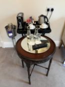 Quantity of hotel room hospitality items including Dualit coffee machine and Sony television