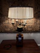 Pair of wooden based candle like table lamps