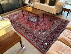 Red/Navy floral rug. 2900mm x 2000mm