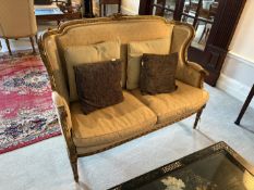 Wooden framed, gilt painted, cream upholstered 4 piece suite