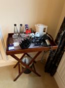 Hospitality items, framed artwork and television