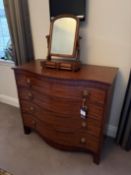 Serpentine fronted 4 drawer chest, 1150mm x 585mm x 1030mm high, c/w dressing mirroe