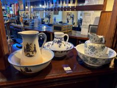 3 wash jugs and bowls