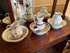 3 wash jugs and bowls