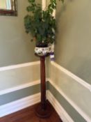 Pedestal plant stands and 2 planters