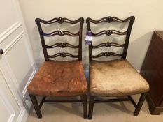 Pair of wooden framed ladder back chairs