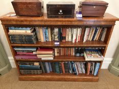 3 shelf wooden bookcase 1350mm x 315mm x 1050mm high. Books included
