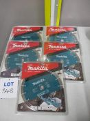 (5) Makita E-02967 Segmented Diamond Circular Saw Blades for Brick/Concrete (Unused)