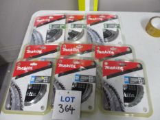 (9) Assorted Makita TCT Circular Saw Blades for Wood (Unused)