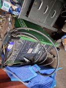 Migatronic KDO 325 mobile mig welder with earthing clamp and torch