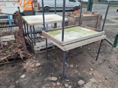 4 x Steel legged wooden topped desks