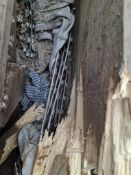 Wooden box of razor wire