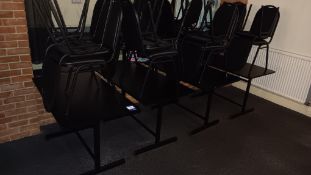 4 x rectangular tables approx 1,200 x 680 and 16 x faux leather upholstered stackable dining