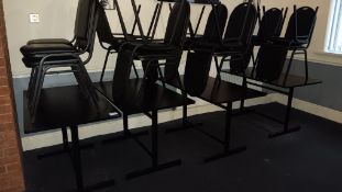 4 x rectangular tables approx 1,200 x 680 and 16 x faux leather upholstered stackable dining