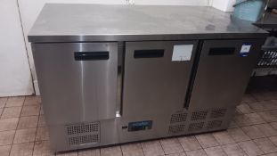 Polar G622 stainless steel triple door counter refrigerator, serial number G622 21062013 – Located