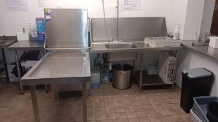 Maidaid C2035WS Passthrough dishwasher, serial number 4388449 (May 2022) with stainless steel sink