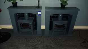 2 x EGL Studio 71452664 freestanding compact electric flame effect fire suite - Located in bar area