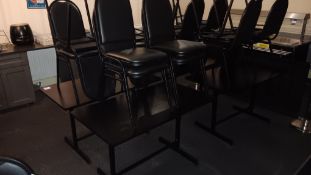 4 x rectangular tables approx 1,200 x 680 and 16 x faux leather upholstered stackable dining