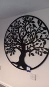 6 x wall mounted decorations to reception to include circular Olive Tree and 5 x floral wire wall