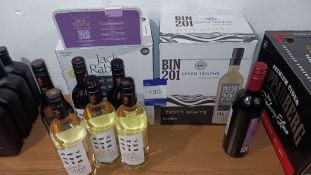 12 x Bottles Jack Rabbit wine, 7 x bottles Seven Tenths Bin 201 wine – Located in stock room