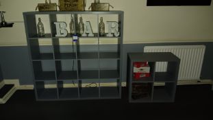 2 x Kallax effect units and contents to include beer branded crates and illuminated letters –