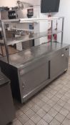 Parry HOT18 stainless steel mobile hot cupboard with twin shelf heated gantry, serial number