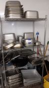 Contents of rack to include quantity of gastro trays and assorted cookware (excludes racking) –