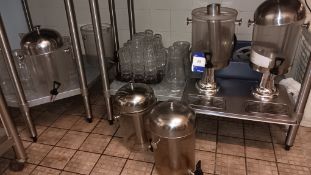 Contents of shelf to include juice dispensers, water jugs and glasses – Located in main kitchen
