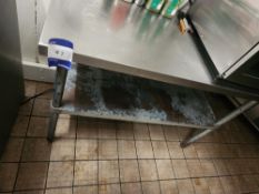 Stainless steel table with galvanised shelf under, 1,200 x 600 (excludes contents) – Located in main