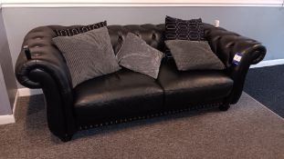 Faux leather upholstered buttoned 2 seat sofa with studs – Located in reception