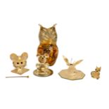 A mixed decorative glass and crystal group, comprising a Mdina glass owl, the body internally
