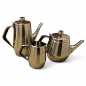 Stylish Stainless Tea and Coffee Pots, together with a cream.