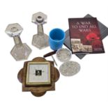A Mixed Lot of Collectables, An antique aneroid barometer in a square mission-style oak case,