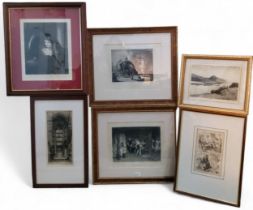 E. Shawland, by and after, Henry VII Chapel interior, West Minster Abbey, dry point etching, 27cm