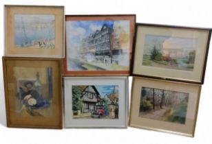 English School, Before the Tudor Cottage, signed with initials, RAB, mixed medium, 27cm x 38cm;